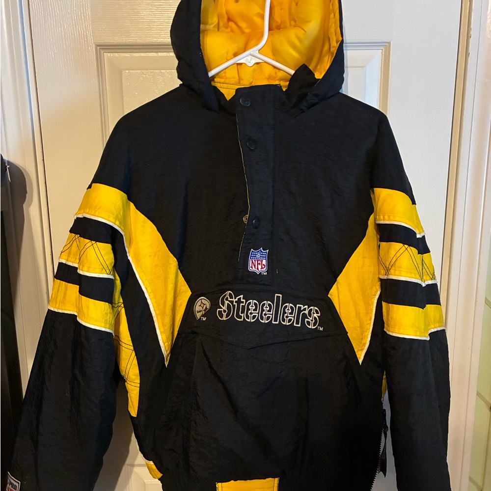 Vintage Steelers Black and Yellow Jacket XL